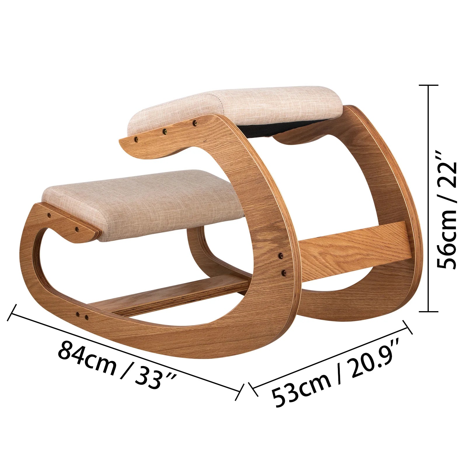 VEVOR Ergonomic Kneeling Chair – Rocking Wood Stool with Thick Cushion - Image 7