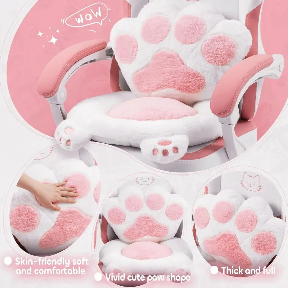 Cute Gaming Chair with Cat Ears – Ergonomic Recliner with Footrest & Paw Cushion - Image 4