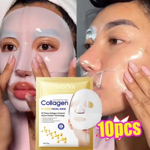 10PCS Collagen Anti-Wrinkle Facial Mask β Korean Skincare for Firming, Moisturizing & Brightening