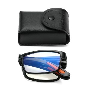 Folding Reading Glasses with Case – Anti Blue Light, Portable Pocket Eyewear for Men & Women
