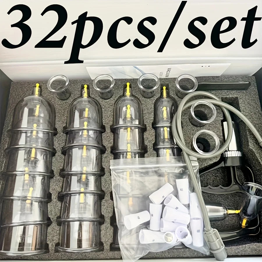 32-Piece Cupping Therapy Set – Vacuum Massage Kit with Hand Pump - Image 8