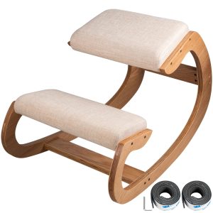 VEVOR Ergonomic Kneeling Chair – Rocking Wood Stool with Thick Cushion