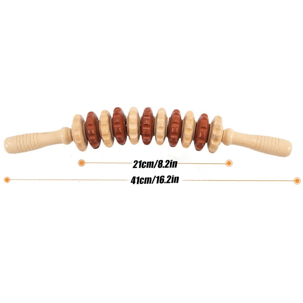 12-Wheel Wood Therapy Roller Stick – Curved Maderoterapia Colombiana Massager for Lymphatic Drainage - Image 7