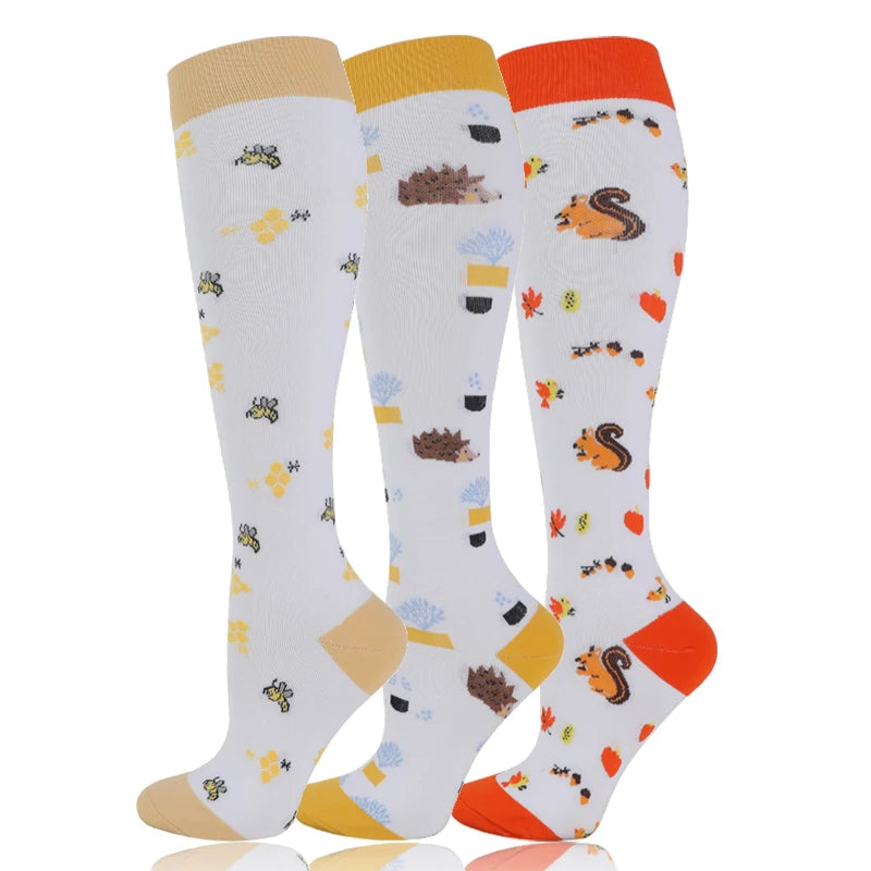 3 Pairs/Pack Compression Socks – 30mmHg Knee-High Support for Men & Women (58 Styles) - Image 20