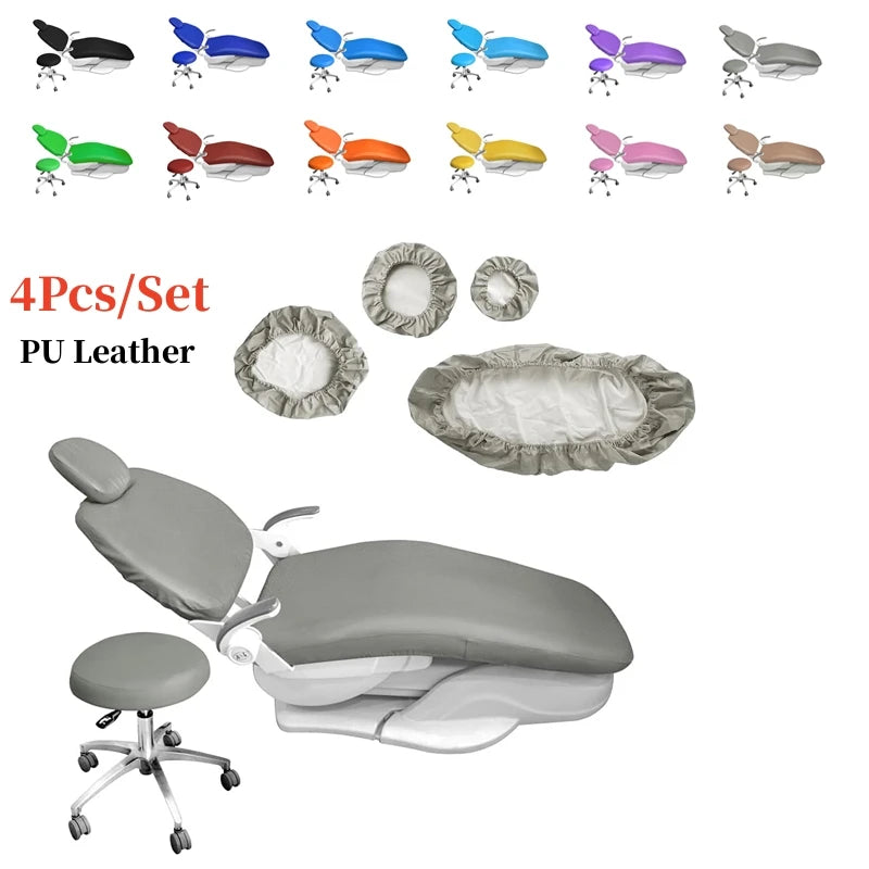 4-Piece PU Leather Dental Chair Cover Set – Waterproof & Elastic Protective Kit
