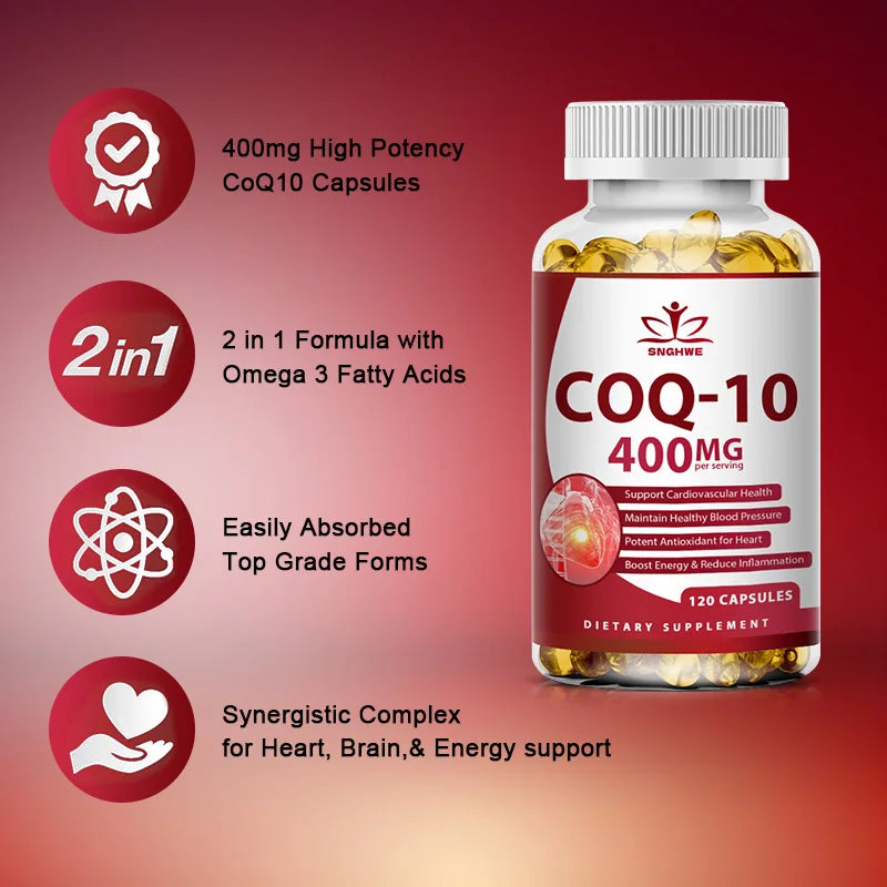 120PCS Coenzyme Q10 Capsules – High Absorption COQ10 for Energy & Heart Health - Image 4