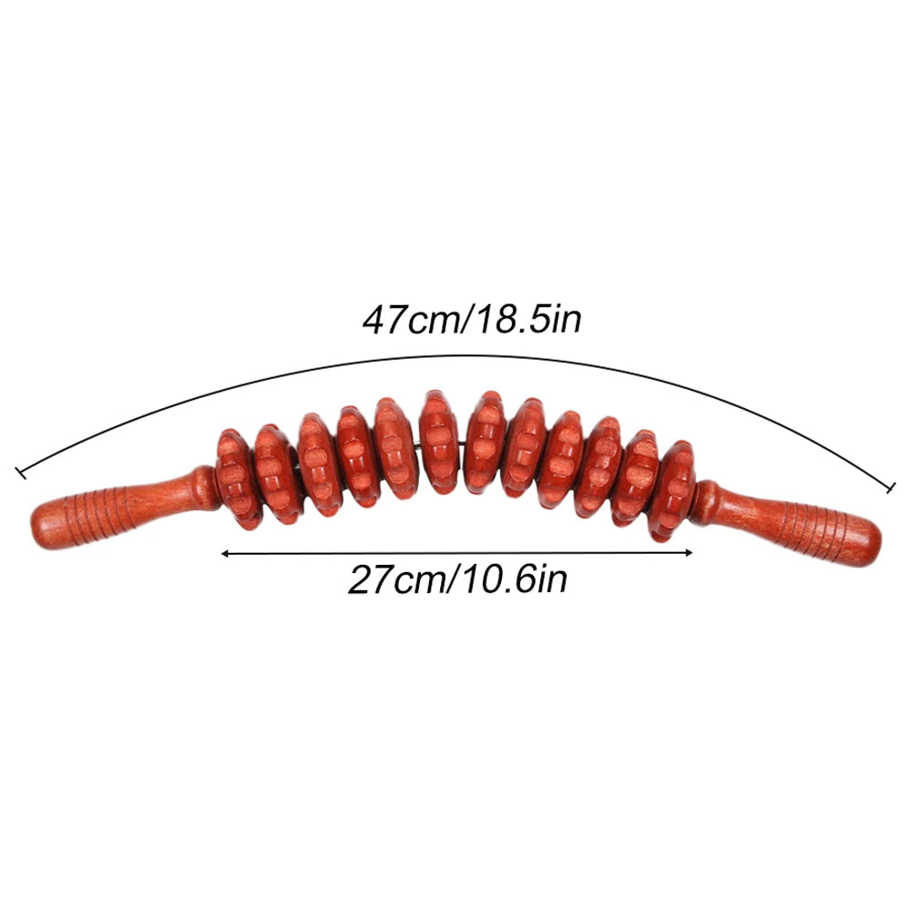 12-Wheel Wood Therapy Roller Stick – Curved Maderoterapia Colombiana Massager for Lymphatic Drainage - Image 8
