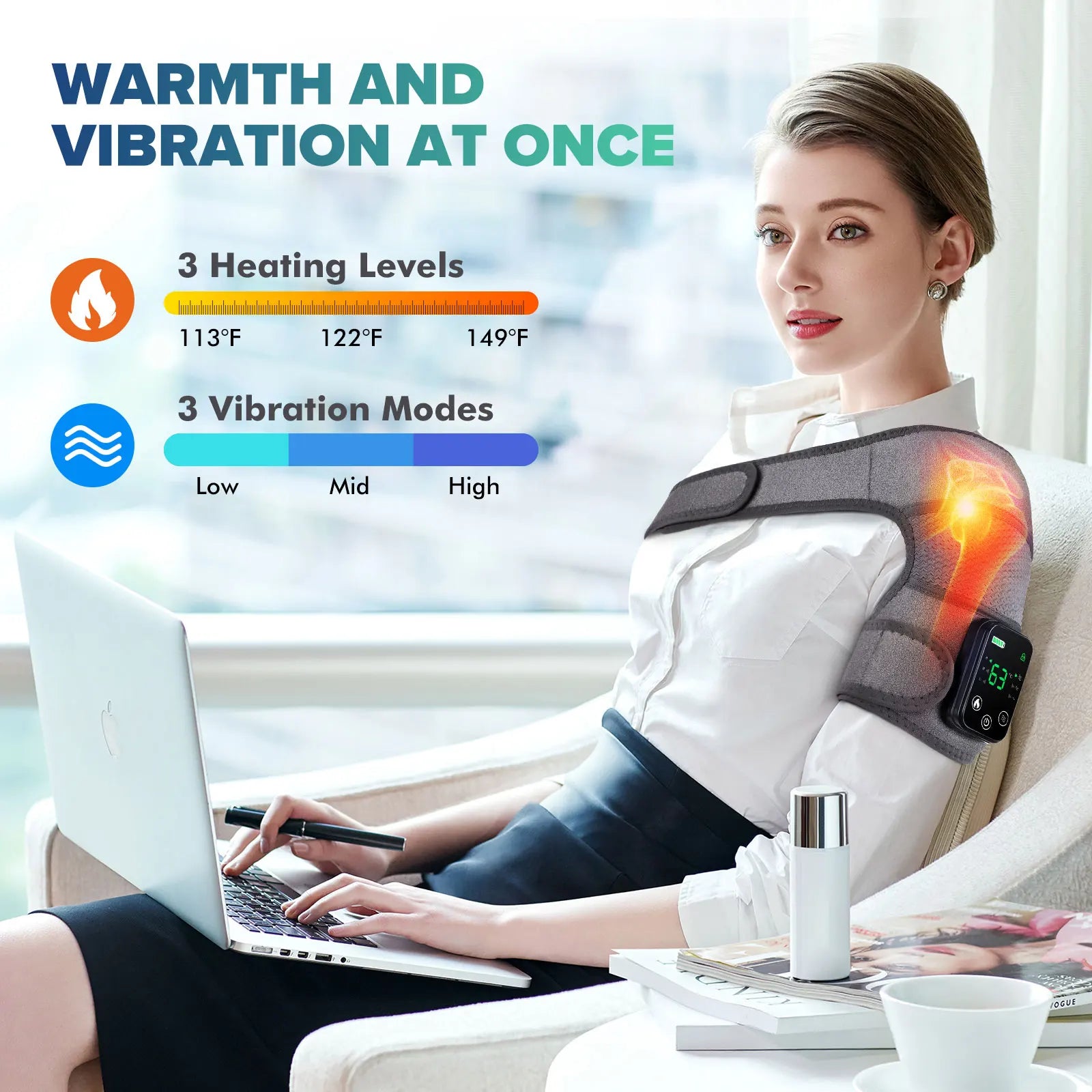 3-in-1 Heated Knee Massager – Wireless Massage Belt for Knee, Shoulder & Elbow - Image 2