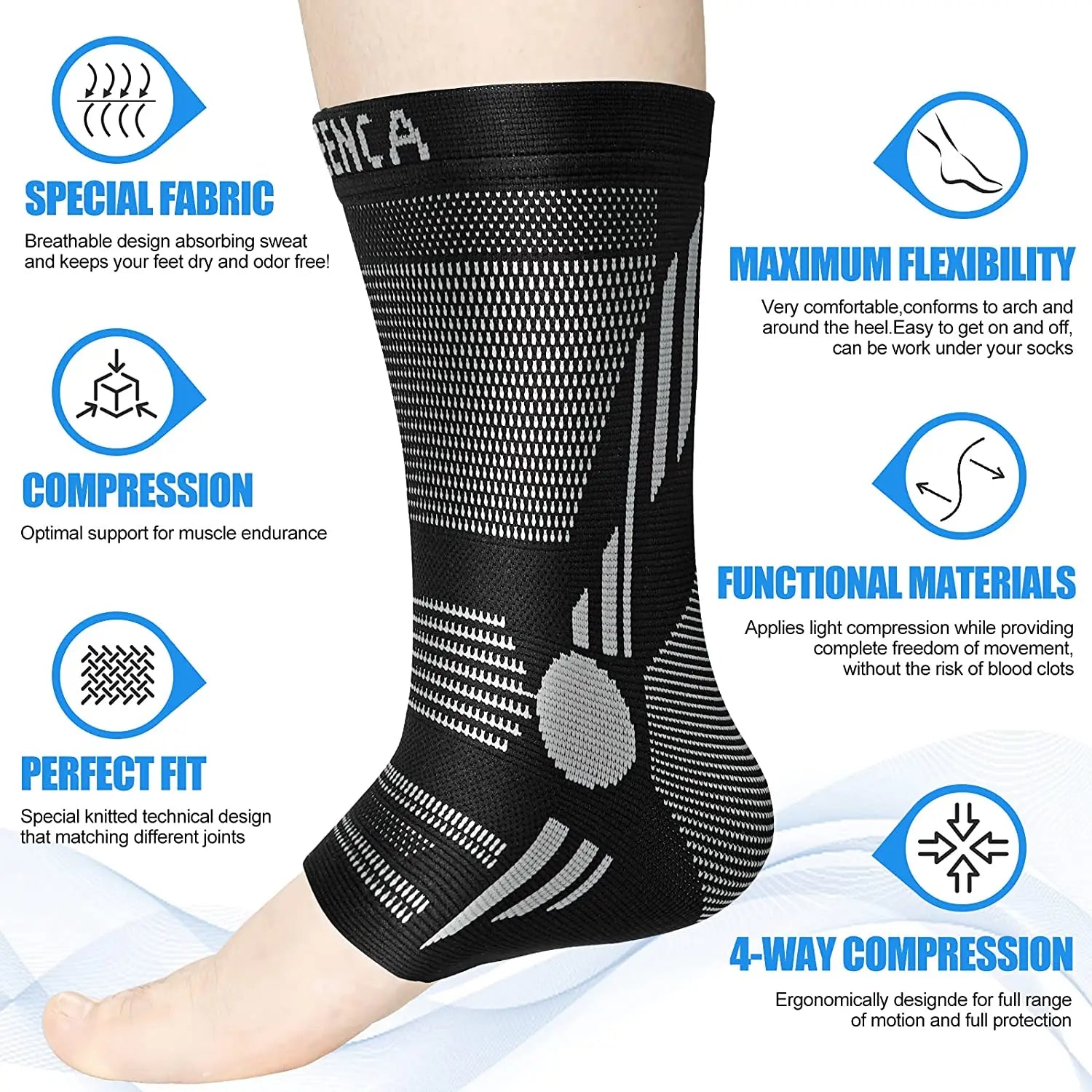 Ankle Brace Compression Sleeve – Support for Achilles Tendonitis & Plantar Fasciitis - Image 2